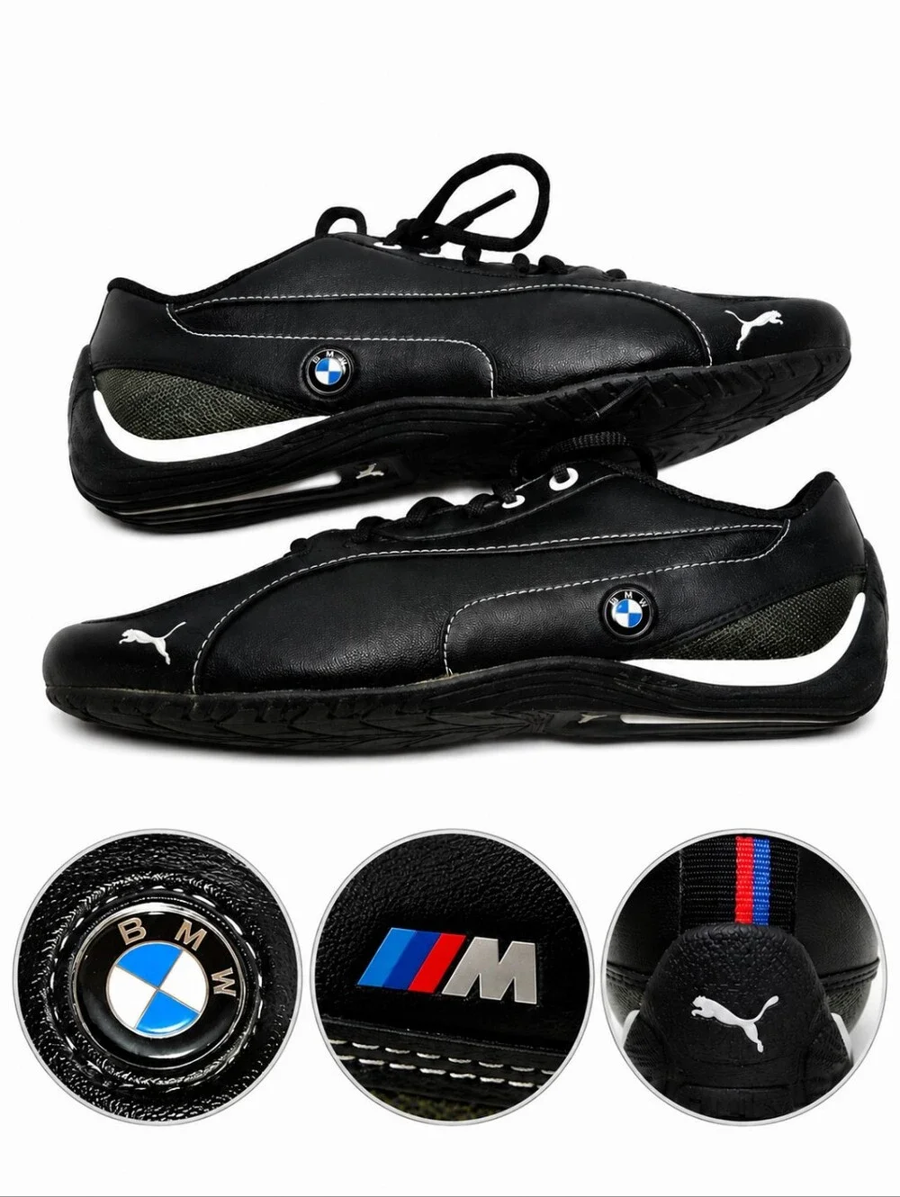 Puma BMW Motorsport Drift Cat 5 Driving Shoes Black Leather Men's 8 Sneakers